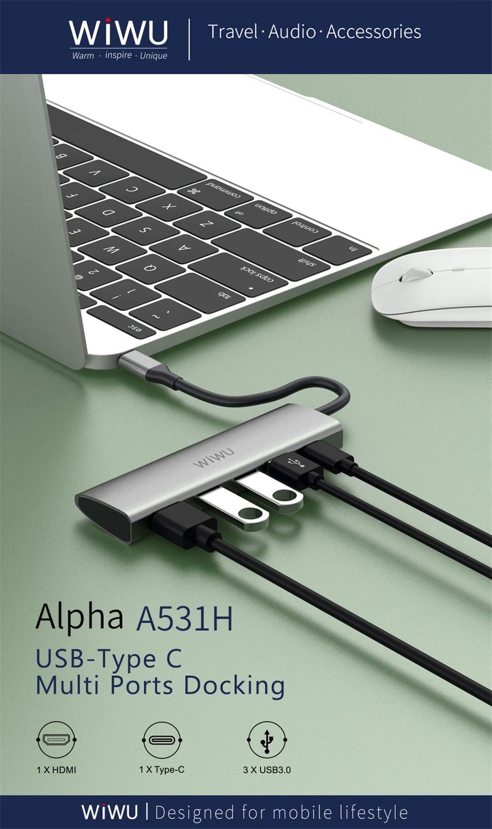 WiWU Alpha A531H 5 in 1 Type C Hub Adapter 1