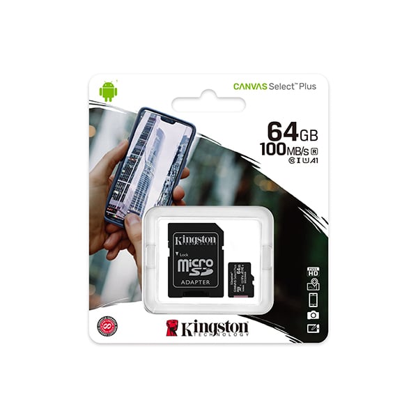 Kingston Canvas Select Plus 64GB 100MBs MicroSD Memory Card