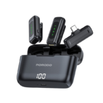 Porodo Lavalier Double Microphones Type-C Connector with Lightning Adapter and Charging Case