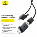 Baseus Versatile 60W USB-C + USB-A to USB-C + Lightning Fast Charging Cable - Image 3