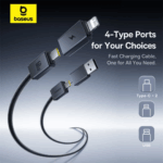 Baseus Versatile 60W USB-C + USB-A to USB-C + Lightning Fast Charging Cable - Image 4