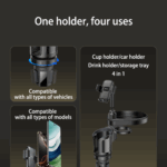 Yesido C274 4-in-1 Multifunctional Car Cup Holder & Tray Stand with 360° Rotation, Phone Mount & Storage Organizer - Image 4
