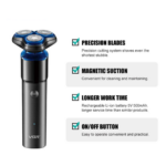 VGR V-325 Professional Mens Shaver with Triple Rotary Heads Magnetic Suction Rechargeable USB Charging Cordless Electric Razor for Smooth Shave - Image 4