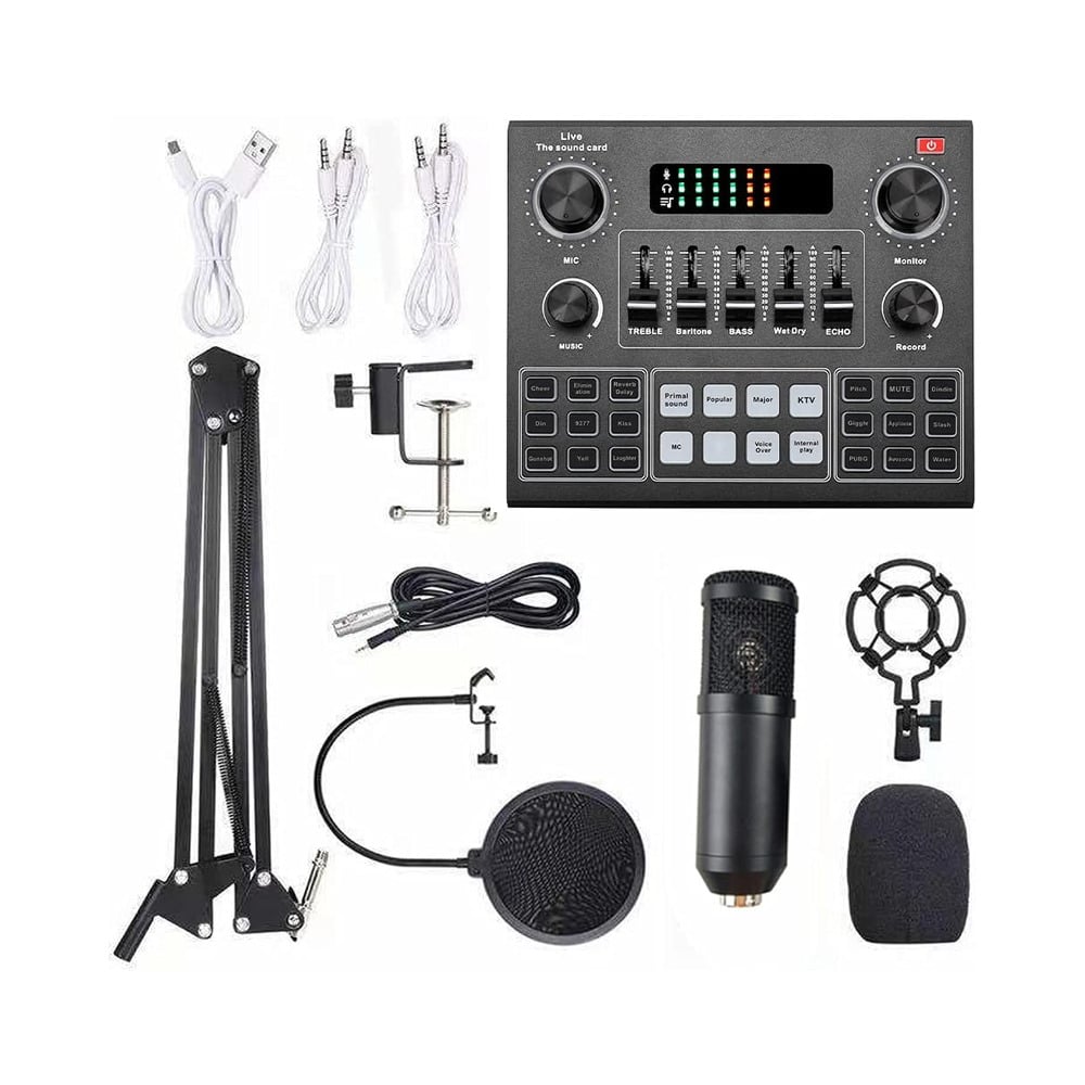 multifunctional-live-v9 Multifunctional Live V9 Sound Card and BM800 Suspension Microphone Set for Broadcasting and Recording Podcasts - Image 1