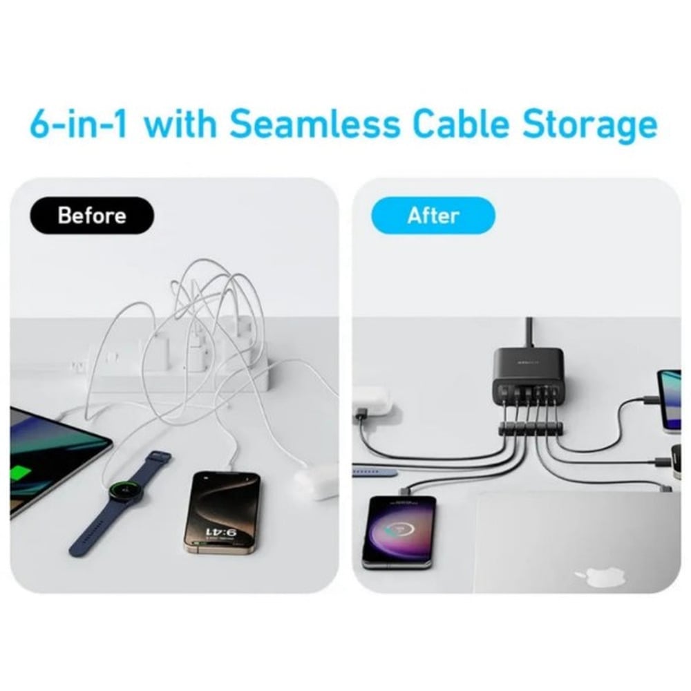 Anker A2154K11 112W 6 Ports 3-USB-C + 3 USB-A Multi-Device Fast