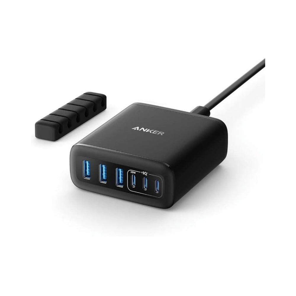 anker-a2154k11 Anker A2154K11 112W 6 Ports 3-USB-C + 3 USB-A Multi-Device Fast Charging GaN Desktop Charger - Image 1