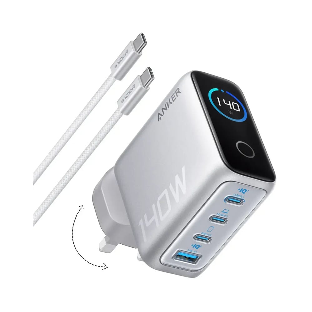 anker-b2697 Anker B2697 GaN 140W 4-Port 3 USB-C + 1 USB-A PD3.1 Laptop Charger with 5ft USB-C to USB-C Cable - Image 1