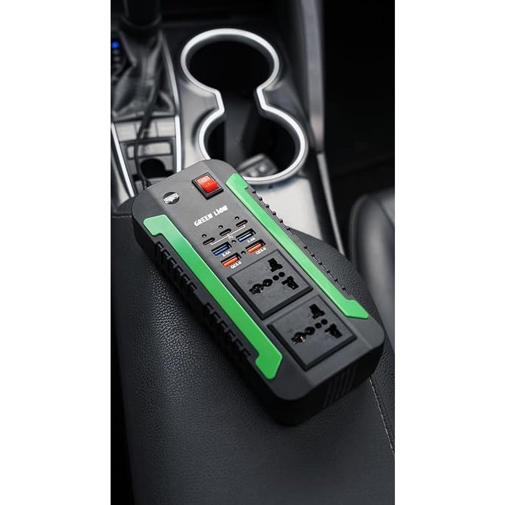 Green Lion Spark 300 300W 2 AC Socket Car Power Inverter with 4 USB-A + 3 20W USB-C PD Ports