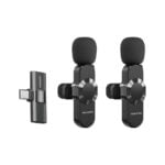 Porodo Audix Pro Lavalier Dual Microphone for USB-C Devices with Lightning Converter Adapter