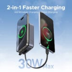 UGREEN 55450B 30W 20000mAh QI2 Magnetic Wireless Power Bank With built-int Type-C Cable - Image 4