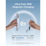 UGREEN 65958B 25W 10000mAh Magflow QI2 Magnetic Wireless With Type-C Built-in Cable Power Bank - Image 2