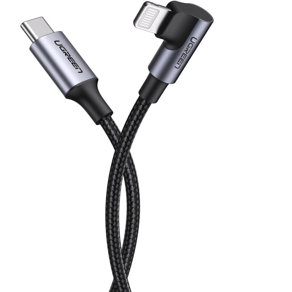 UGREEN 60763 Type-C to Lightning PD MFI Certified 3A Max Fast Charging 90 Degree 1M Cable