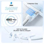 UGREEN 75731 240W E-Marker Chip Type-C to Type-C PD 1M Fast Charging Cable - Image 6