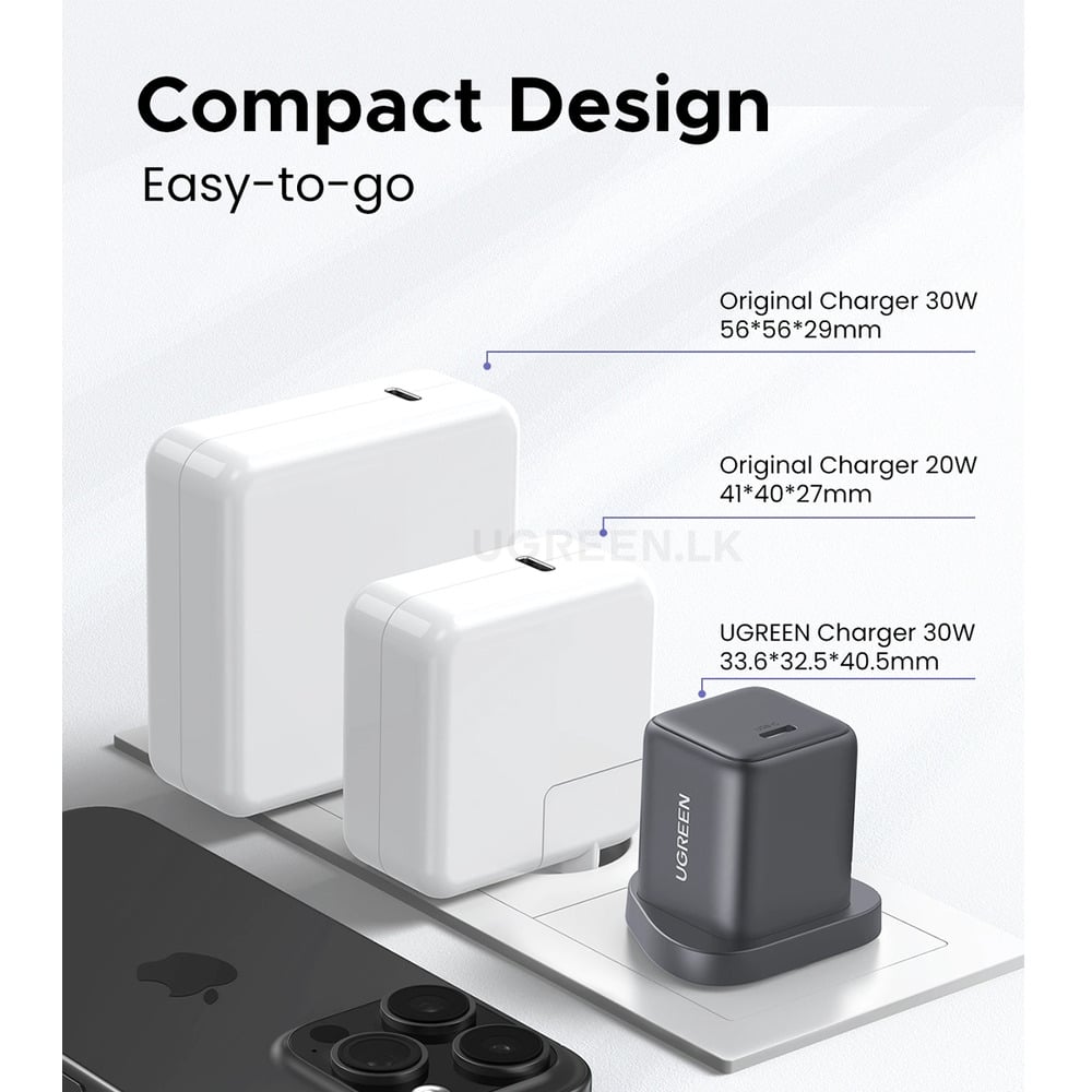 UGREEN 75958  Type-C 30W GaN Fast Charger UK with Type-C to Type-C Cable