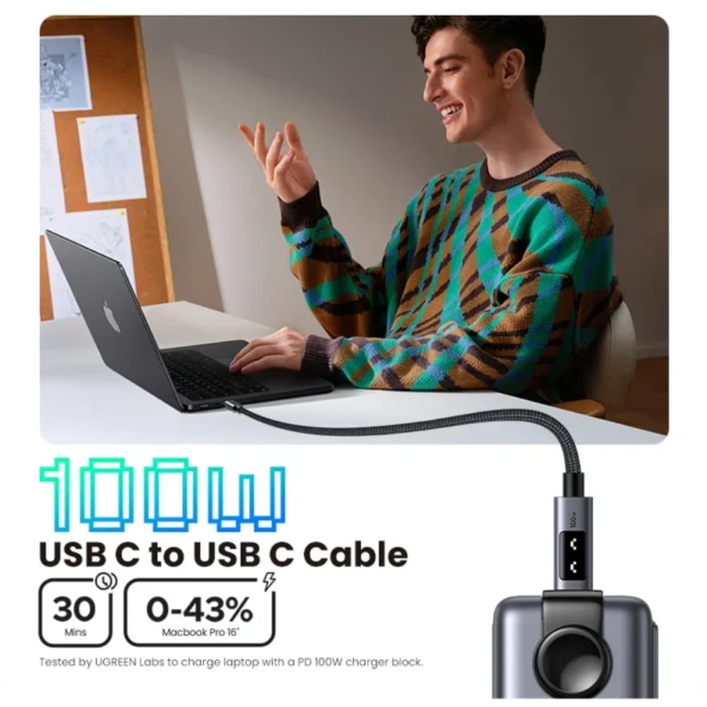 UGREEN 35512 Uno 100W 5A Max Type-C to Type-C PD 2M Fast Charging Cable