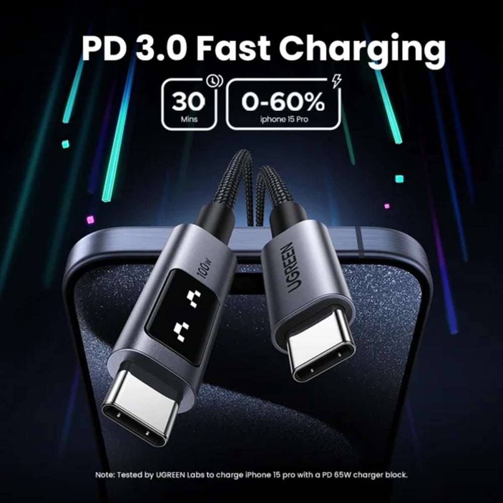 UGREEN 35512 Uno 100W 5A Max Type-C to Type-C PD 2M Fast Charging Cable