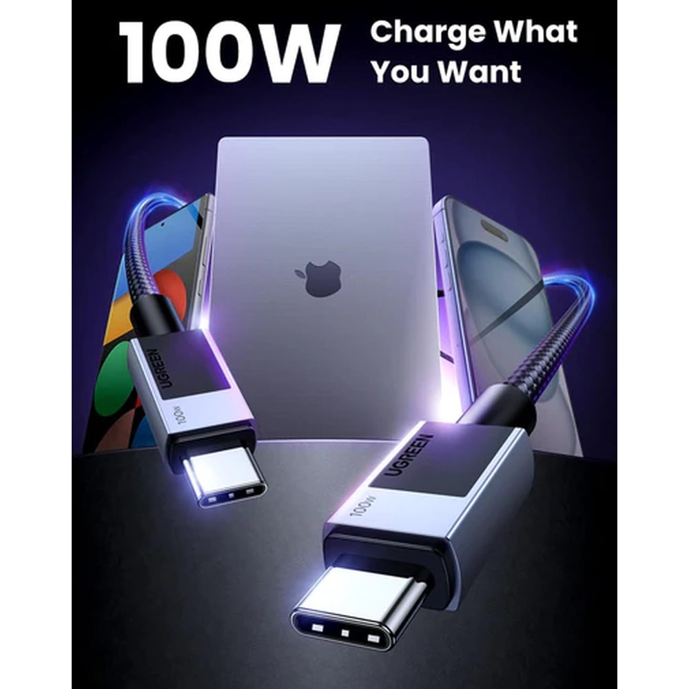 UGREEN 45063 100W 5A Max Type-C to Type-C PD 1M Fast Charging Cable