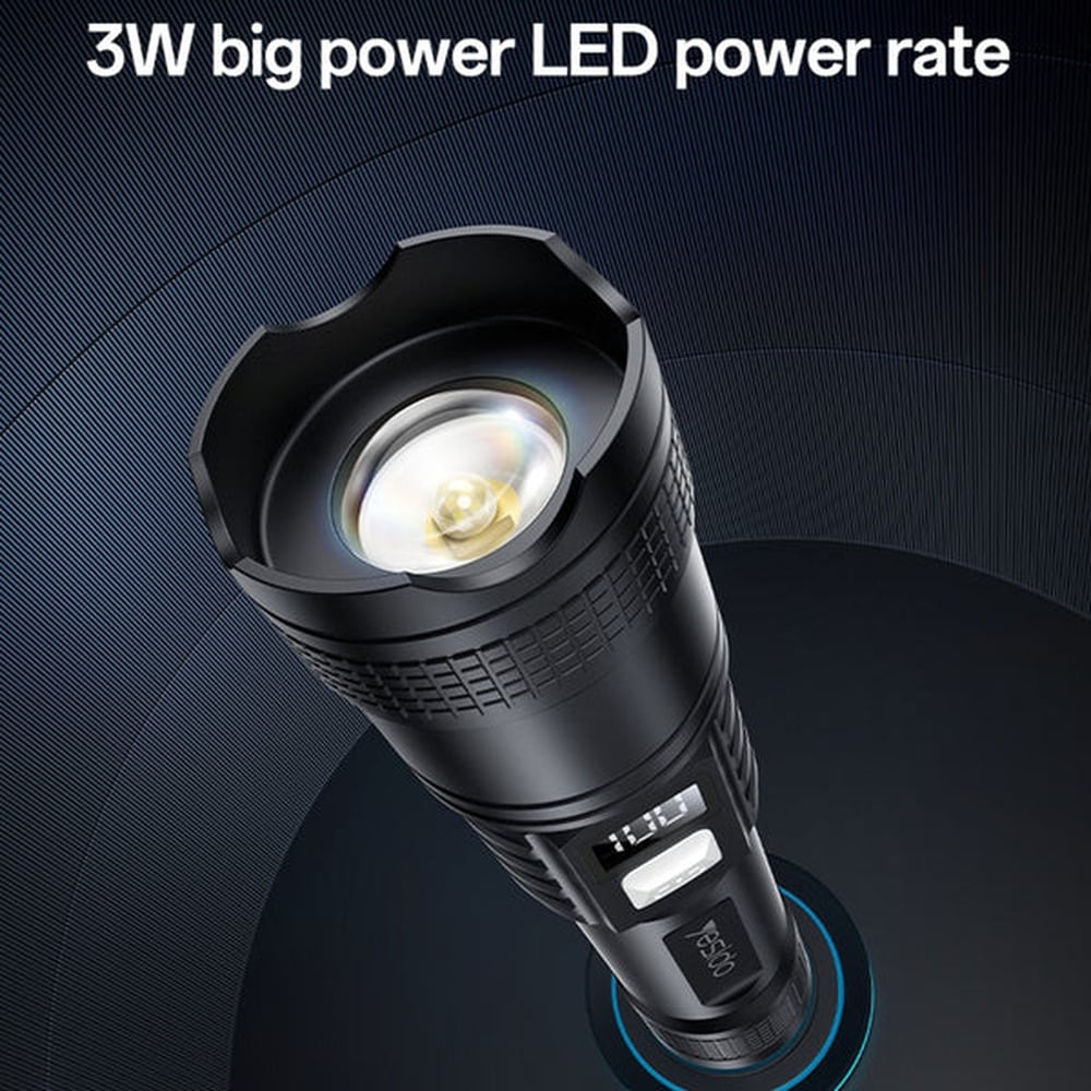 Yesido TC11 3W Telescopic Zoomable Type-C Rechargeable 1200mAh LED Flashlight with Battery Level Display