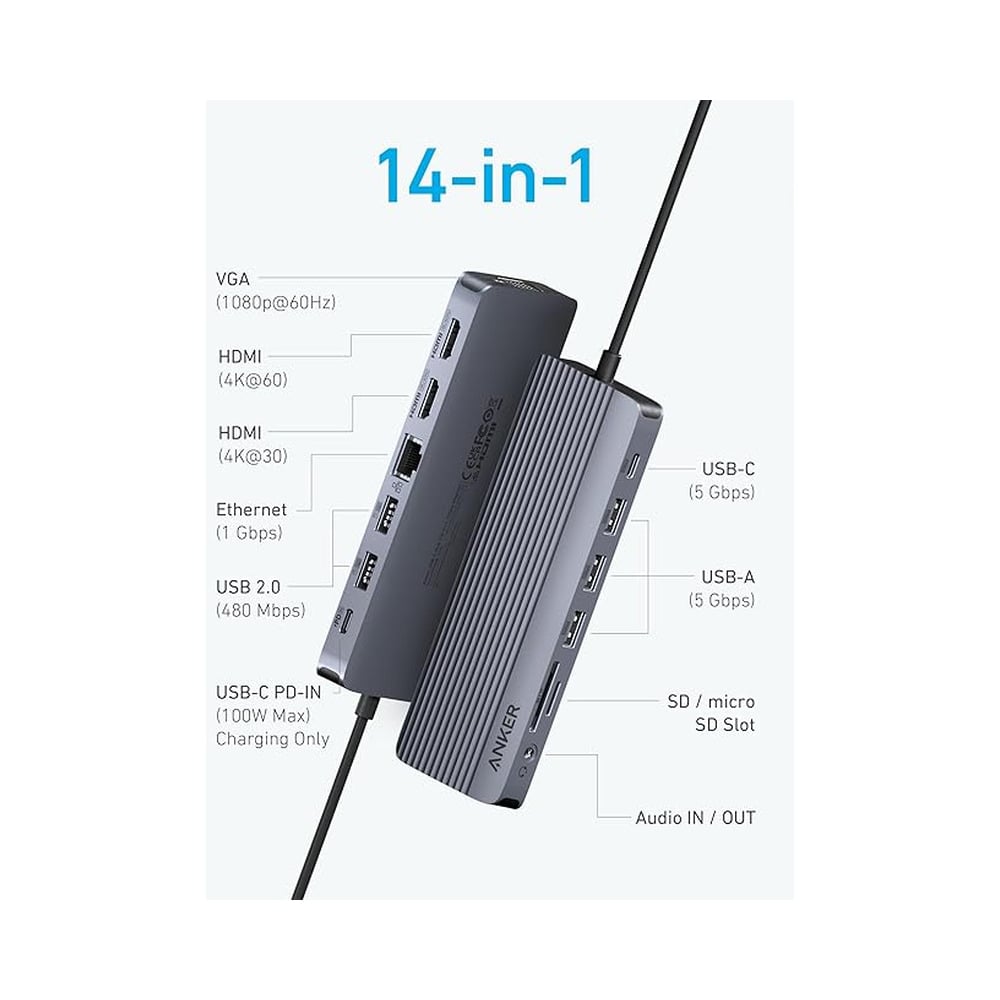 Anker A8389 14 in 1 Triple Display USB-C Hub Adapter