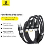 Baseus Flash Series 3 100W Two-for-Three U+C to C+C+L Fast Charging 1.5M Cable - Image 8