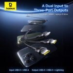 Baseus Flash Series 3 100W Two-for-Three U+C to C+C+L Fast Charging 1.5M Cable - Image 6
