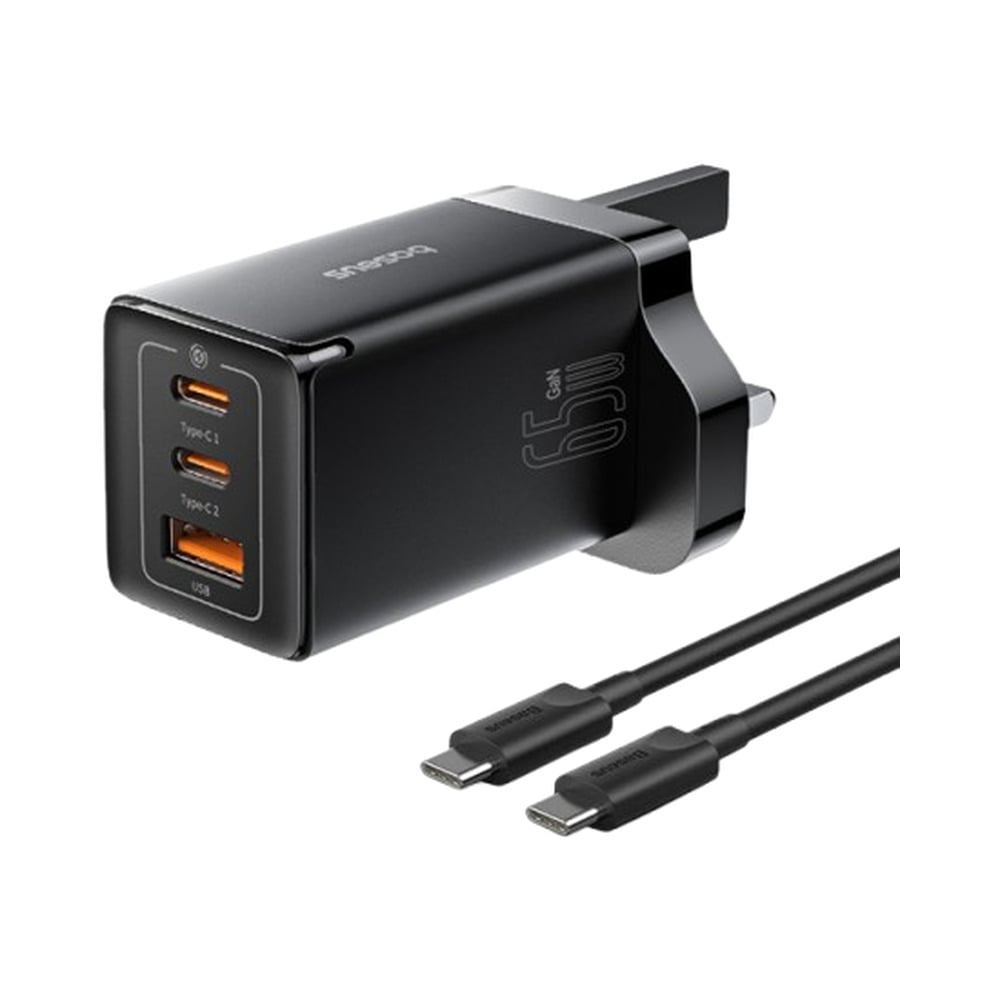 Baseus 65W GaN5 Pro 2C+U Fast Charger with Type-C to Type-C 100W Cable