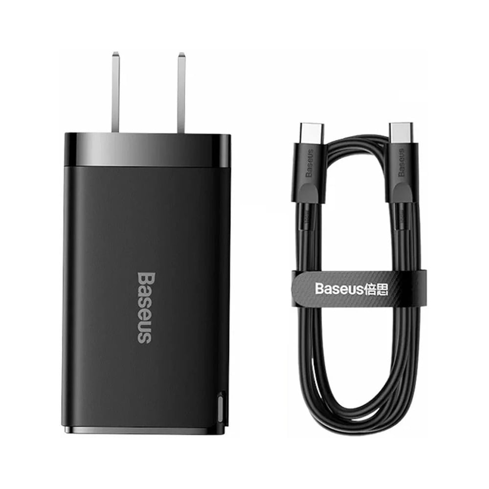 Baseus 65W GaN5 Pro 2C+U CN 2 Pin Fast Charger with Xiaobai series Type-C to Type-C 100W 1M fast charging Cable