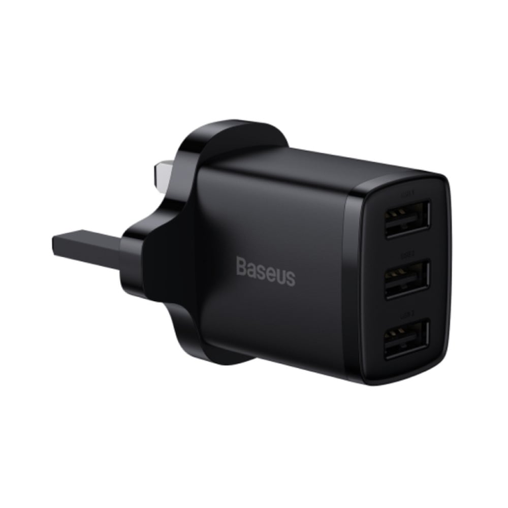 Baseus 17W 3 USB Ports UK 3 Pin Compact Charger