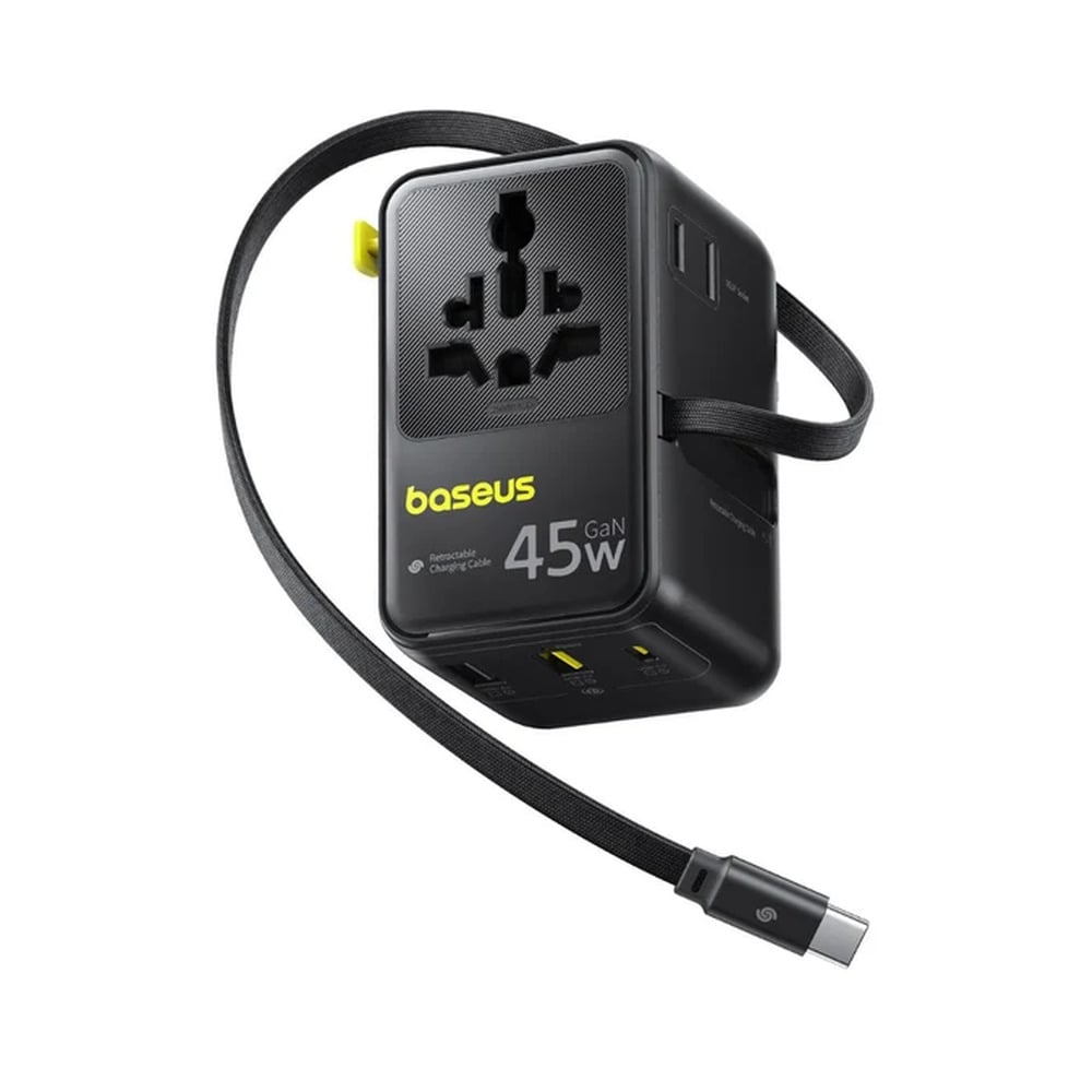Baseus Picogo 45W 6-in-1 Universal Travel Adapter with Retractable Cable