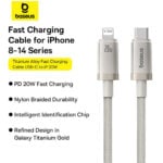 Baseus Titanium Alloy PD Type-C to Lightning 20W Fast Charging 1M Cable - Image 6