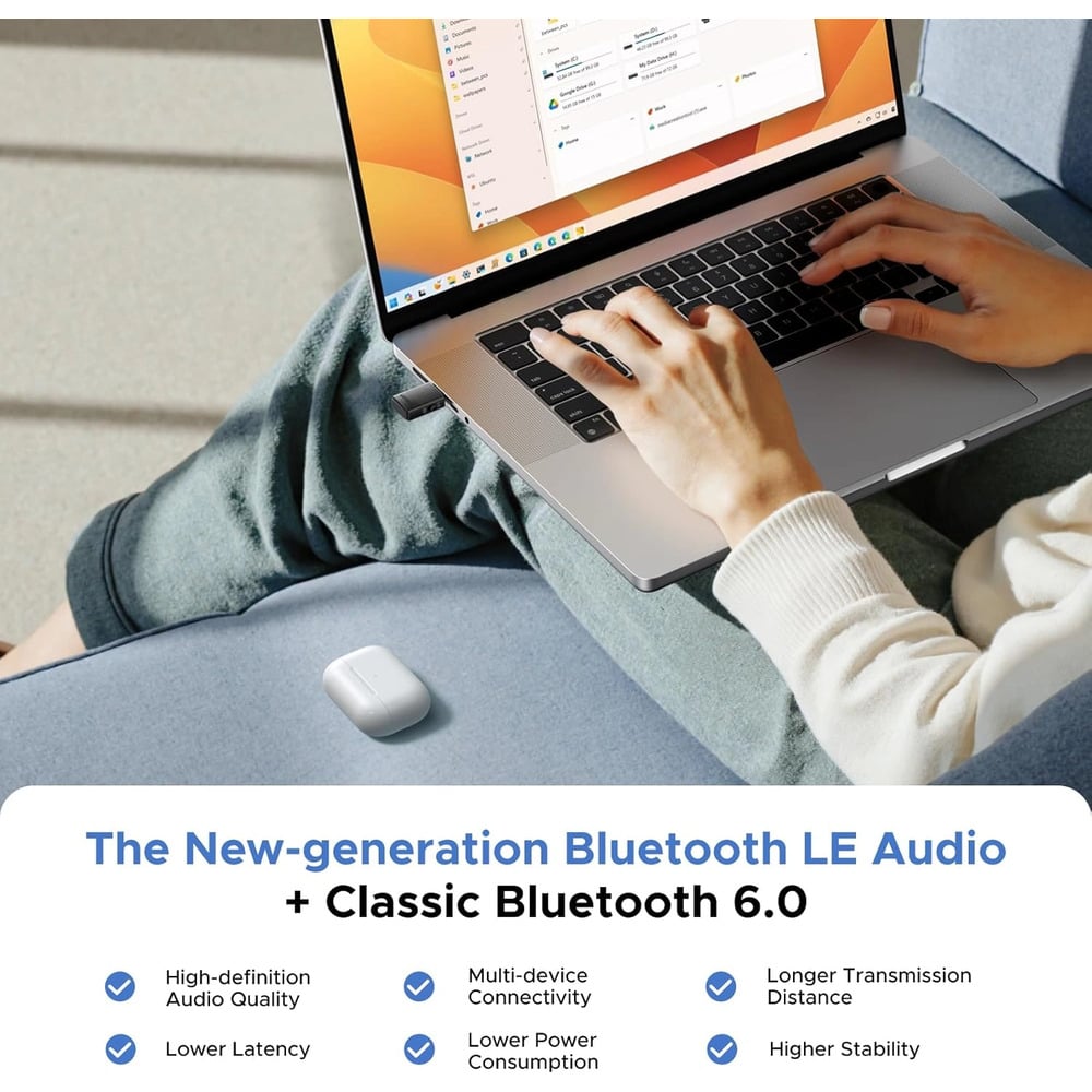 UGREEN 65708 Type-C Bluetooth Transmitter Audio Adapter / Bluetooth Classic & LE Audio Dual Mode