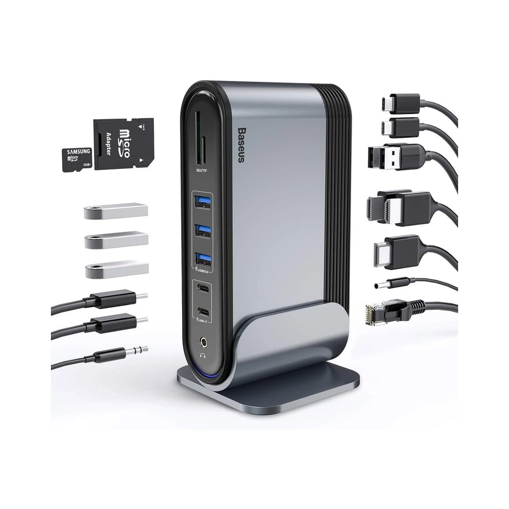 Baseus 17 Port Working Station Three-Screen Multifunctional Type-C Hub Adapter
