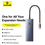 Baseus UltraJoy Series 7-Ports Type-C to HDMI 4K@60Hz*1+USB3.0*3+PD*1+SD/TF*1 Hub Docking Station - Image 2