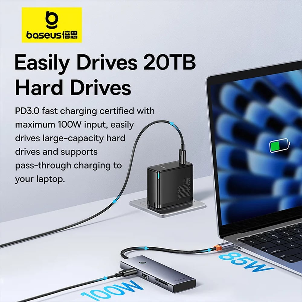 Baseus UltraJoy Series 7-Ports Type-C to HDMI 4K@60Hz*1 + USB3.0*3 + PD*1 + SD/TF*1 Hub Docking Station
