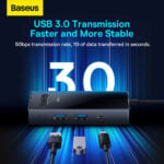 Baseus PioneerJoy Series 8-in-1 / 4 Screen Type-C to HDMI4K@60Hz*1 + HDMI4K@30Hz*1 + DP8K@30Hz*1 + VGA + USB3.0*2 + Type-C (Data+PDout)*1 + PD*1 Hub Adapter - Image 4