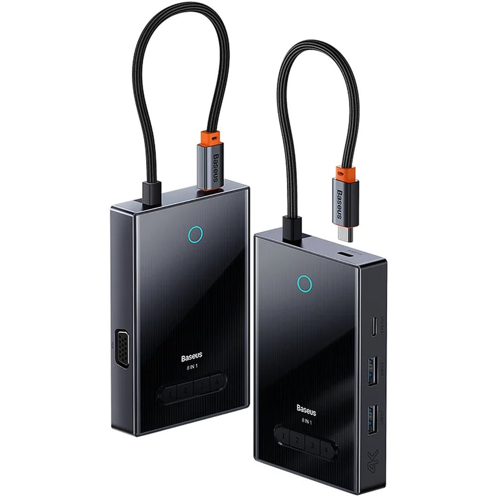 Baseus PioneerJoy Series 8-in-1 / 4 Screen Type-C to HDMI4K@60Hz*1 + HDMI4K@30Hz*1 + DP8K@30Hz*1 + VGA + USB3.0*2 + Type-C (Data+PDout)*1 + PD*1 Hub Adapter