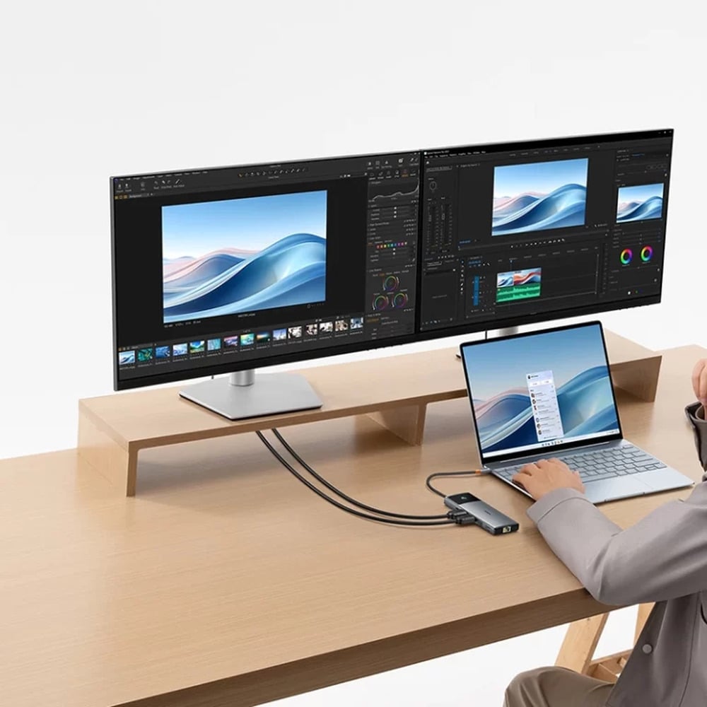 Baseus Metal Gleam Series II 10-in-1 Type-C to 1*HDMI4K@120Hz + 1*HDMI4K@60Hz + 1*USB-A(10Gbps) + 1*USB-C(10Gbps) + 2*USB-A (480Mbps) + 1*RJ45 + 1*SD/TF + 1*USB-C(PD) Hub Adapter