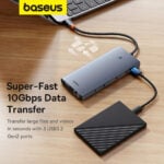 Baseus PortalJoy Series 13-Port Type-C to HDMI 4K@60Hz*2 / DP 4K@60Hz*1 / VGA*1 / USB3.1*2 / Type-C3.1*1 / USB2.0*1 / PD*1 / RJ45*1 / SD/TF*1 / 3.5mm*1 Hub Docking - Image 5