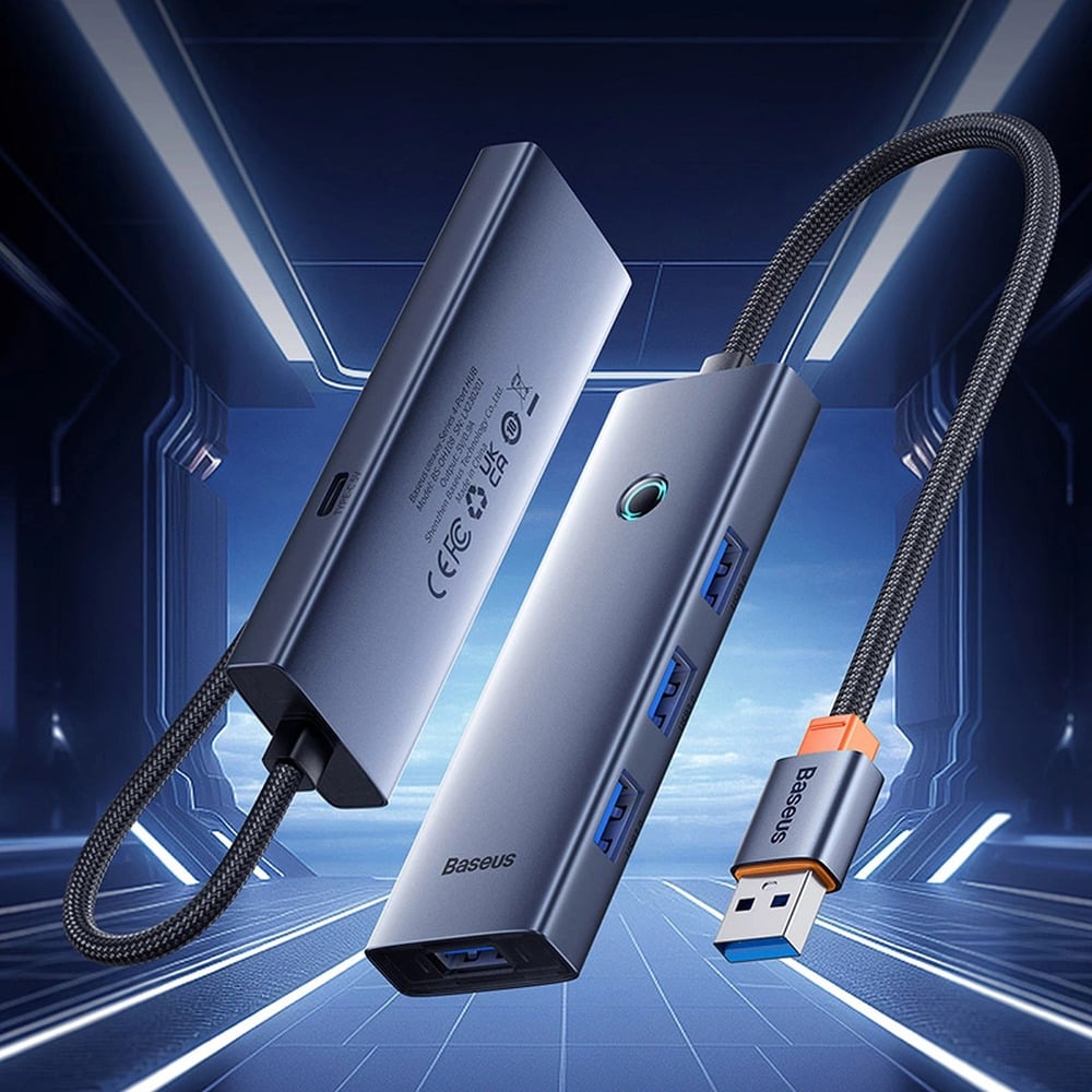 Baseus UltraJoy Series 4-Port USB-A to USB 3.0*4+USB-C 5V Hub Adapter
