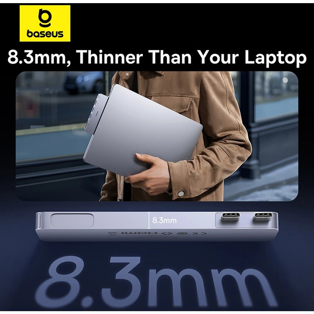 Baseus UltraJoy Series 6-Port Type C * 2 to USB-C 40Gbps*1+HDMI 4K@30Hz*1+USB3.0*2+SD/TF3.0*1  Direct Link Hub Adapter