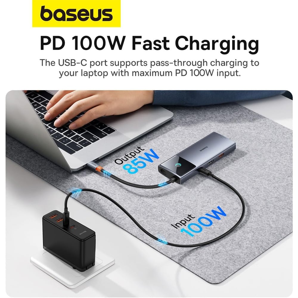 Baseus Metal Gleam Series II 6-in-1 Type-C to 1*HDMI 4K 60Hz + 1*USB-C + 2*USB-A + 1*RJ45 + 1*USB-C Hub Adapter