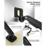 NB A3 Ergonomic Aluminum Alloy Monitor Arm with Quick-Install, Supports 17-32 Inch Computer Screen Bracket, Upto 9kg Load Capacity - Image 2